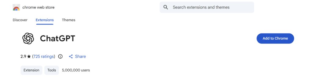 ChatGPT Extension on Chrome Web Store