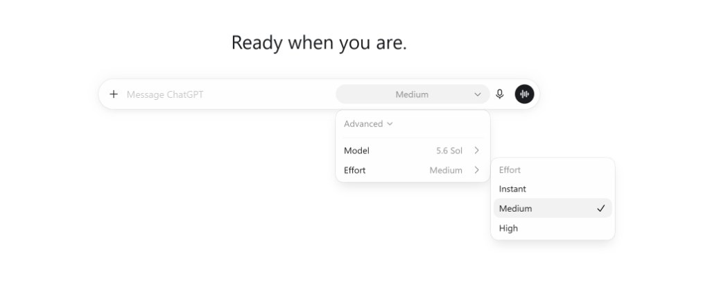 ChatGPT Effort selector