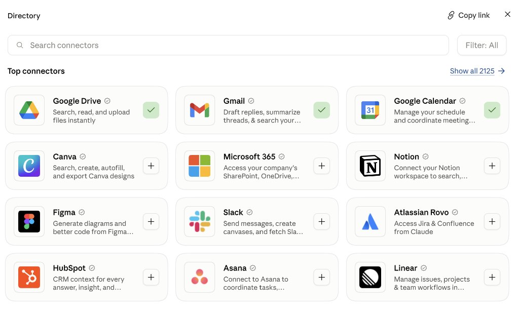 Claude connectors directory listing