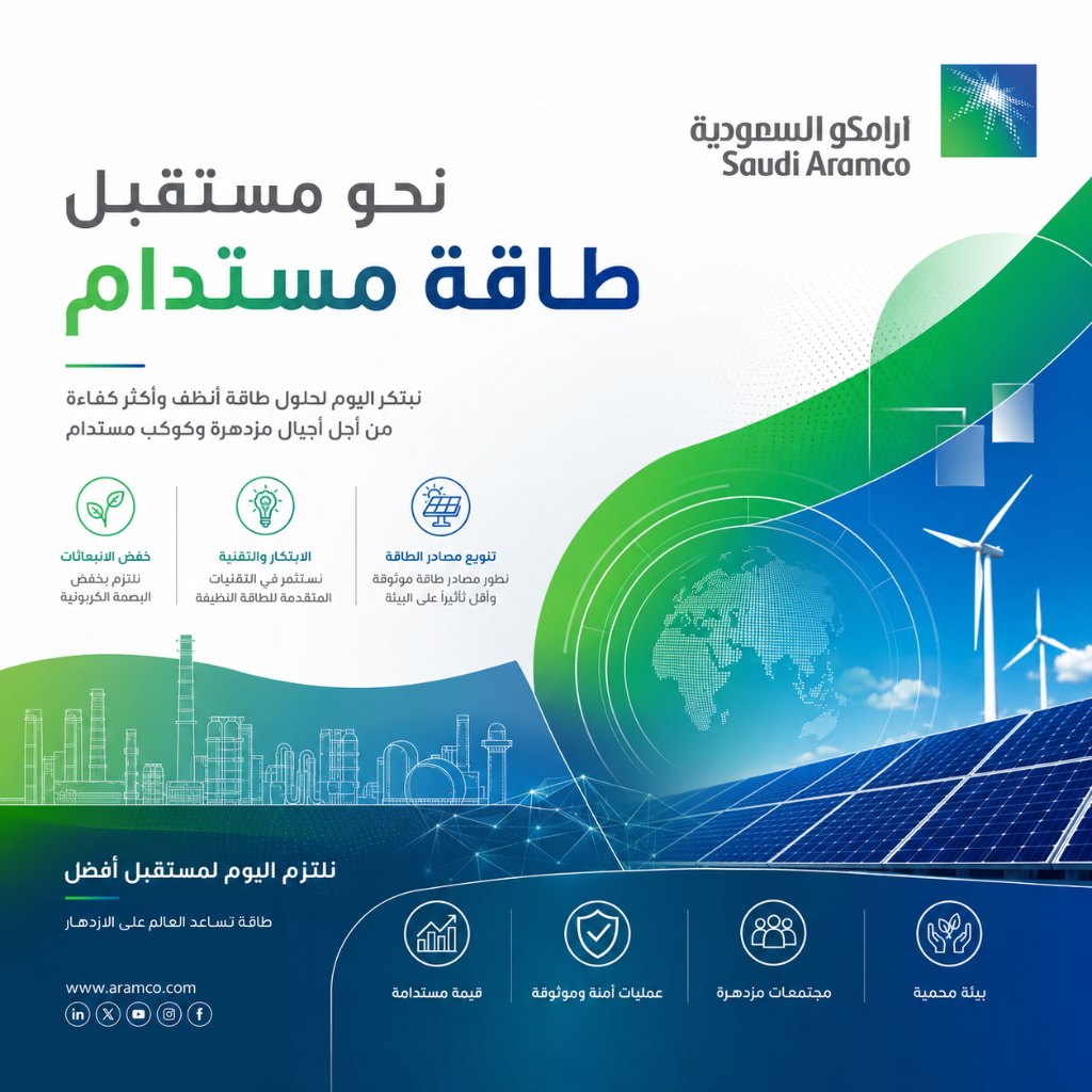 Saudi Aramco poster - sustainable energy