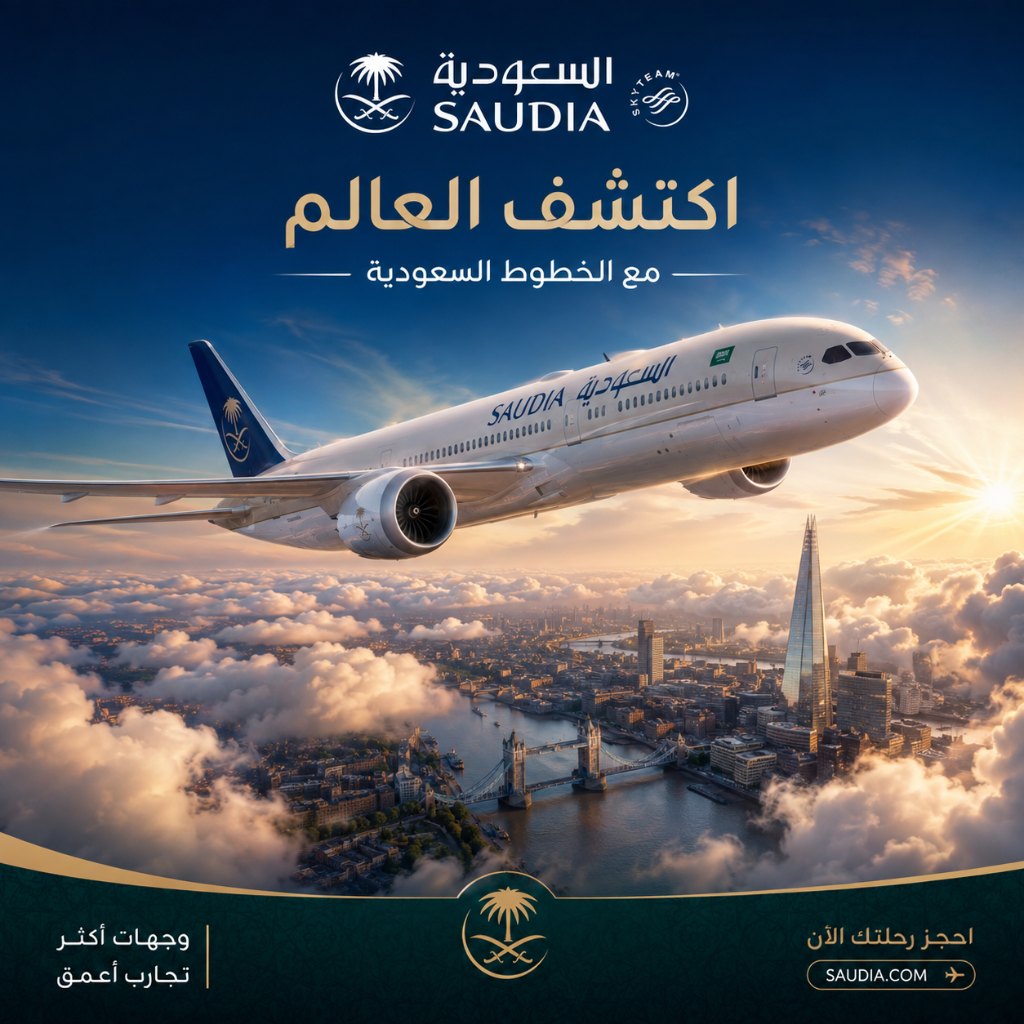 Saudia Airlines poster - discover the world